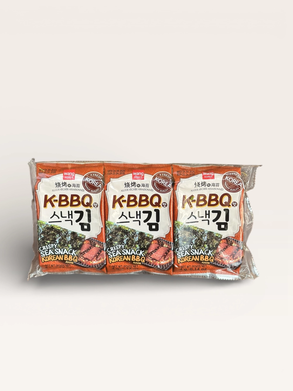 WANG SEASONED SEAWEED BBQ 4G X 3
